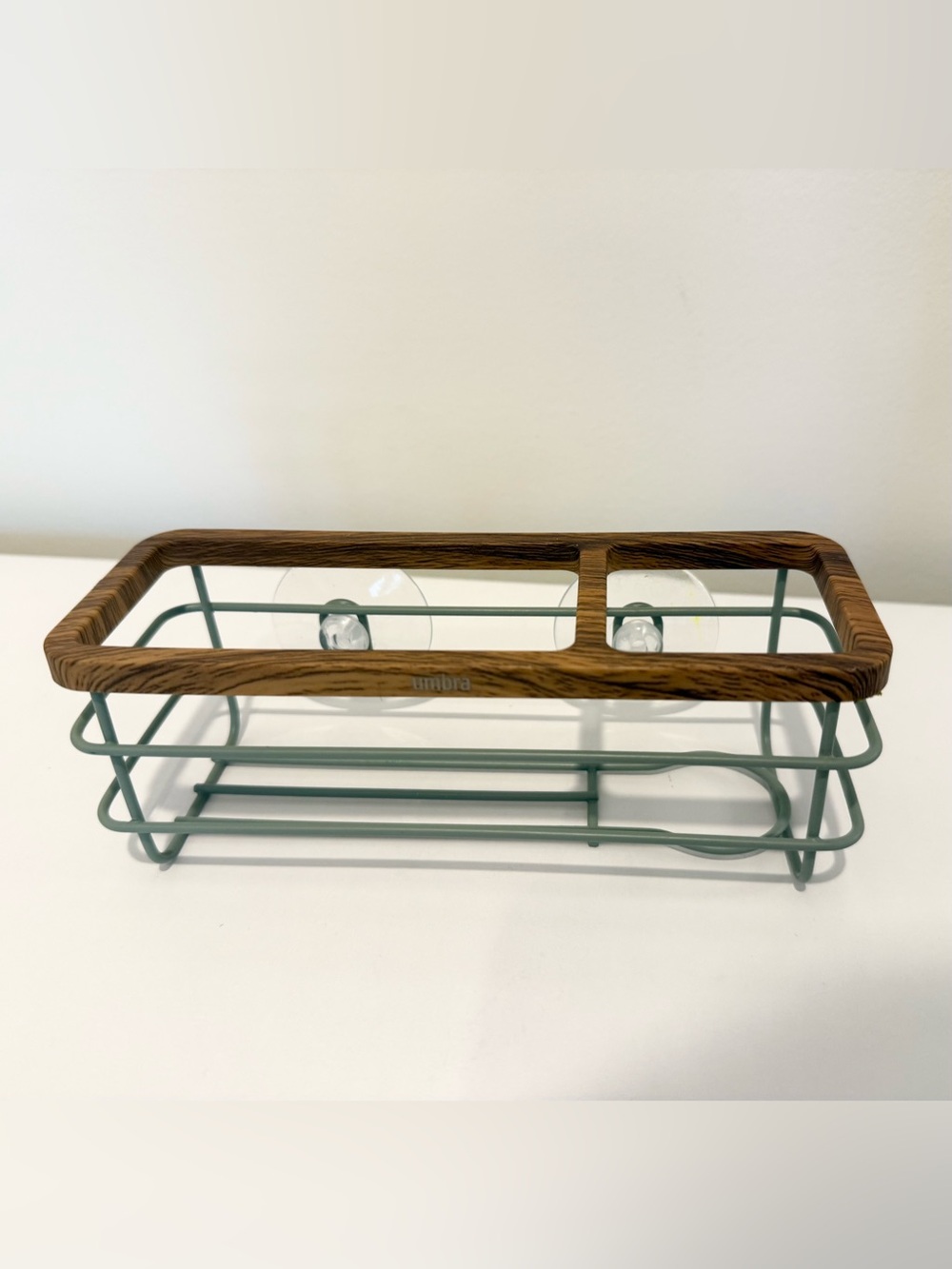 Umbra green and wood sink caddy